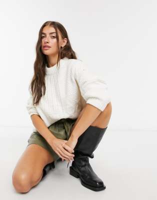 whistles patchwork cable knit jumper