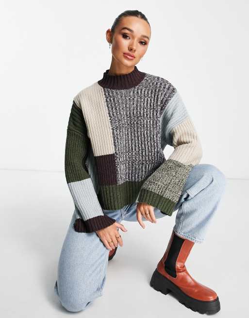 Whistles patchwork funnel neck jumper ASOS