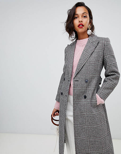 Whistles Penelope belted check coat | ASOS