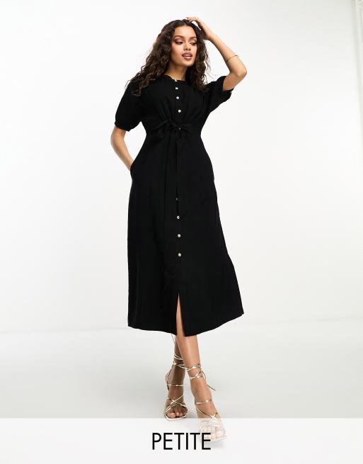 Whistles Petite belted midi dress in black | ASOS