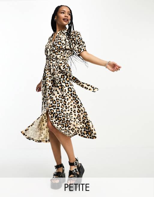 White leopard store print shirt dress