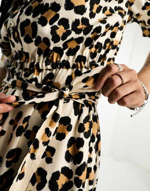 Leopard print hotsell shirt dress midi