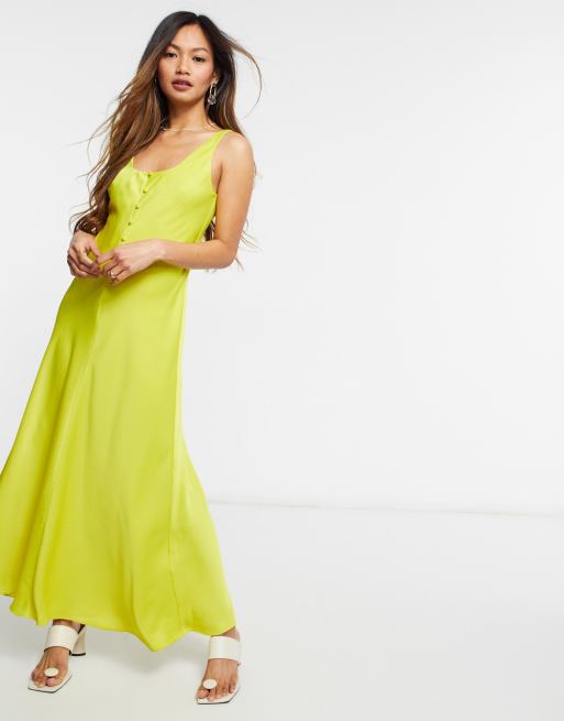 Whistles Pippa Satin Slip Dress in Yellow | ASOS