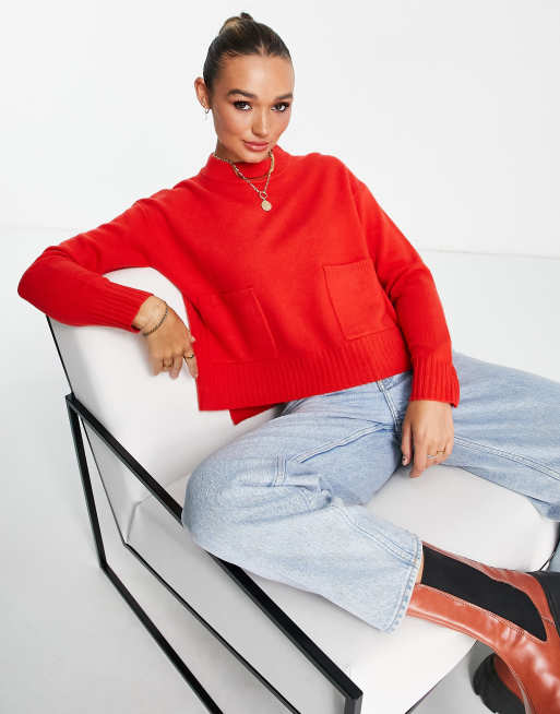 Whistles pocket detail wool jumper in red ASOS
