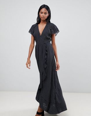 black and white spotted maxi dress