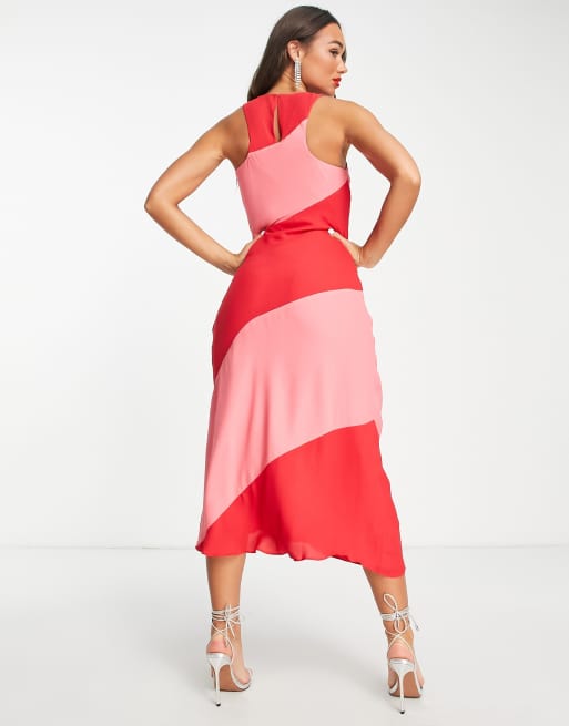 Whistles - Poppy - Robe mi-longue à empiècements - Rouge multicolore, 4 de 4