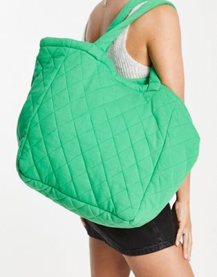 Whistles quilted tote bag in bold green