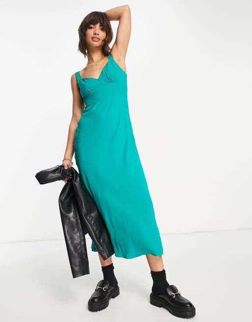 Whistles Rachael sleeveless slinky dress in green