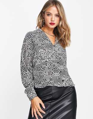 Whistles Relaxed Shirt In Monochrome Checkerboard-black