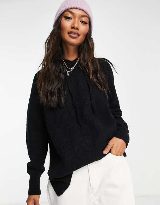 Black knitted clearance hoodie