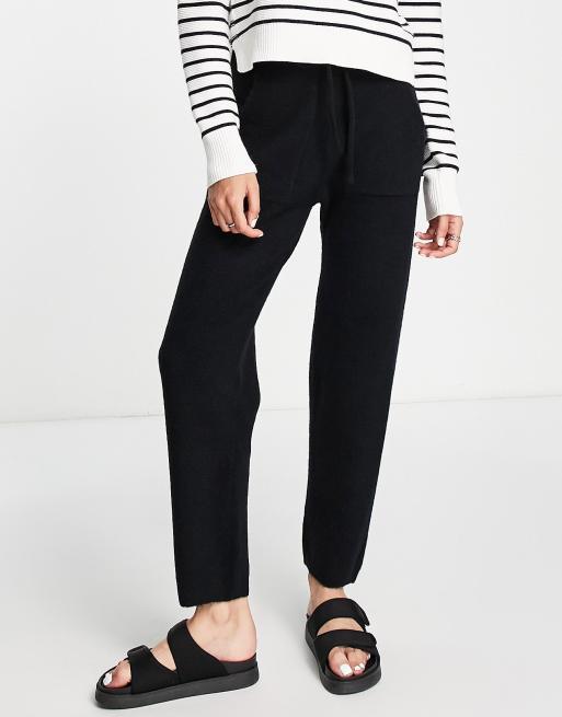 Whistles ribbed knitted trackies in black