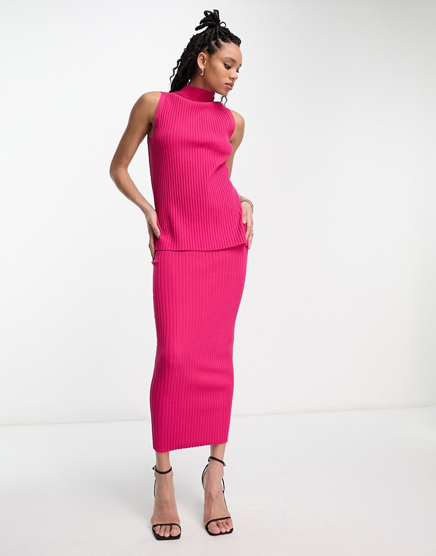 Whistles ribbed midi skirt in hot pink - part of a set