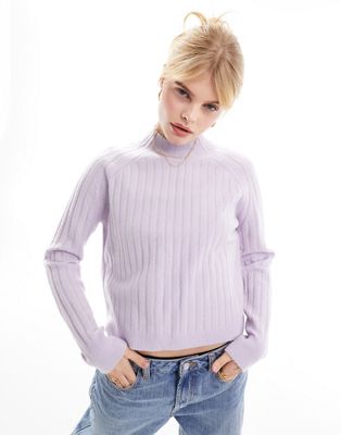 Whistles ribbed sponge crew knit jumper in lilac