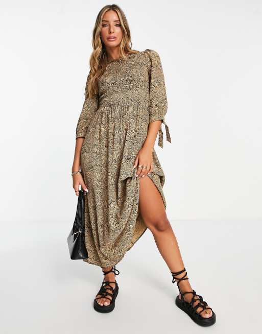 Whistles ripple animal printed shirred midi dress ASOS