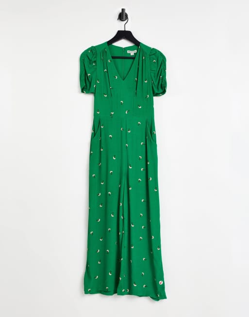 Whistles Romantic floral print jumpsuit in green ASOS
