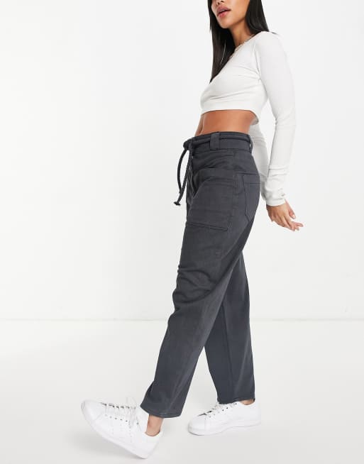 Whistles rope belted casual trouser in grey