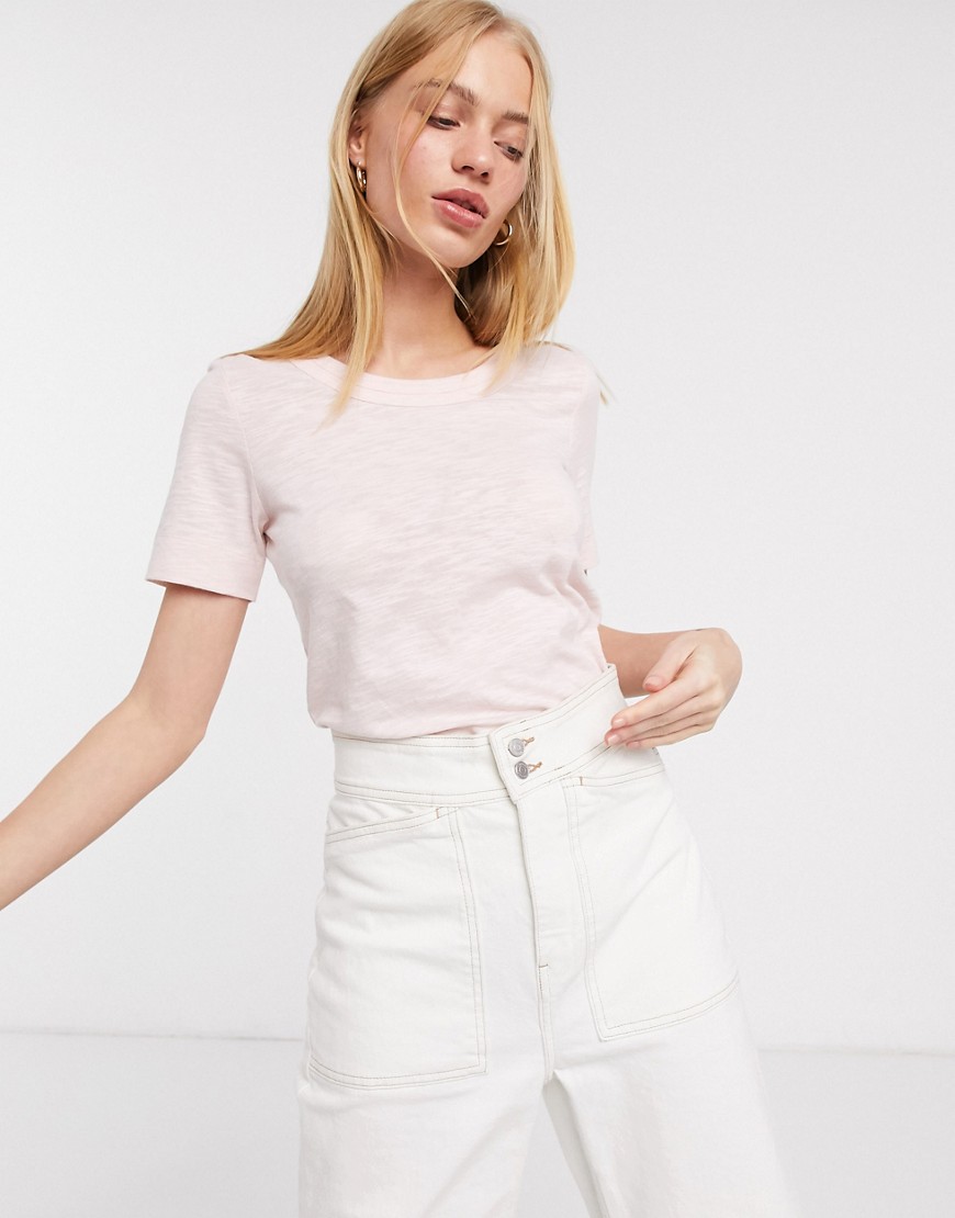 WHISTLES ROSA DOUBLE TRIM T-SHIRT IN ROSE-PINK,VX578
