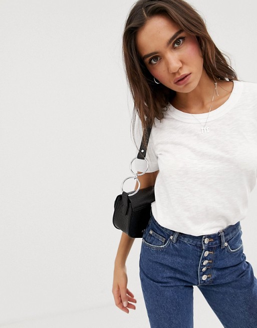 Whistles Rosa double trim t-shirt in white
