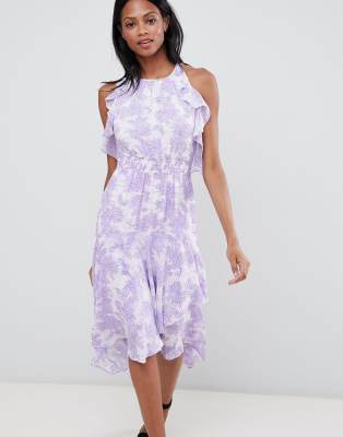 ruffle floral midi dress