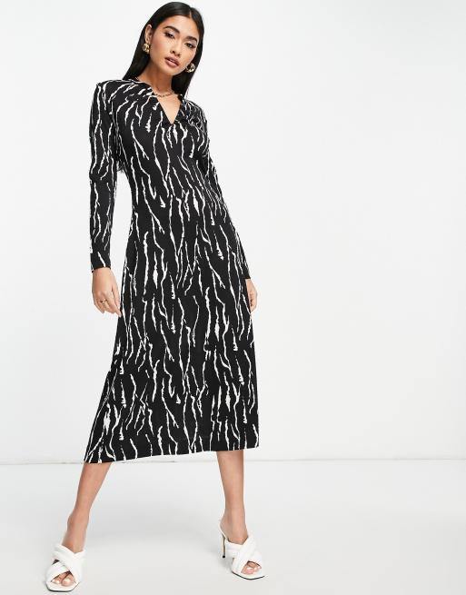 Whistles Rumi tiger print jersey dress in black