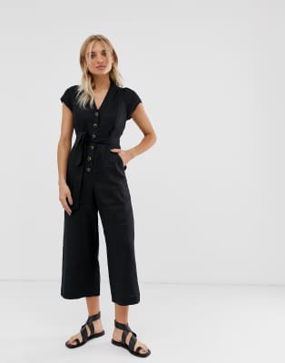 sana linen button jumpsuit