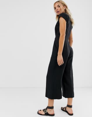 whistles black linen jumpsuit