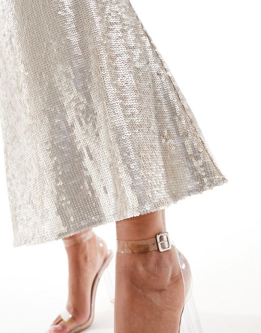 Silver Suki Sequin Skirt, WHISTLES