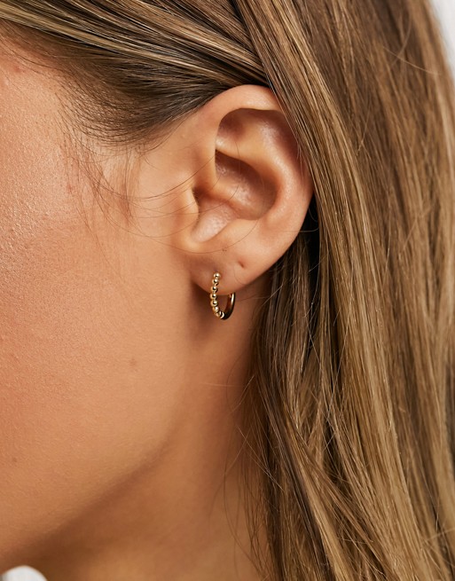 Whistles see bead tiny hoop earring in gold