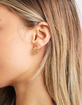 Whistles Seed Bead Triple Hoop Earring In Gold ModeSens