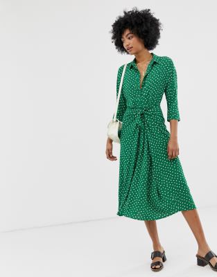 whistles green polka dot dress