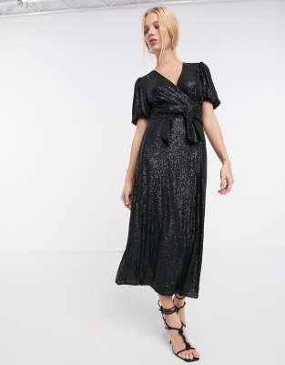 whistles black wrap dress