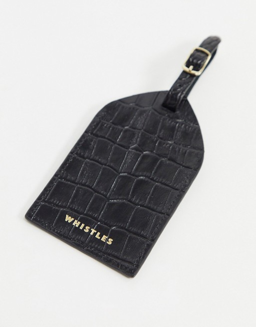 Whistles shiny croc leather luggage tag