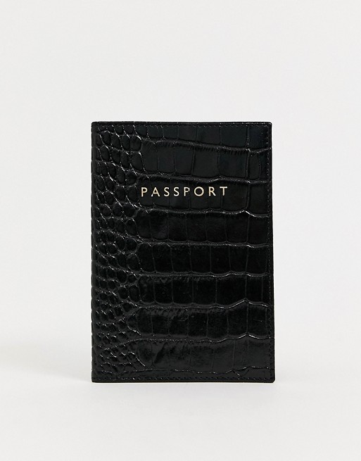 Whistles shiny croc leather passport holder