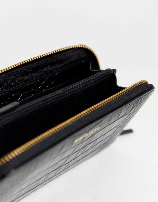 Black Shiny Croc Zip Card Holder, WHISTLES