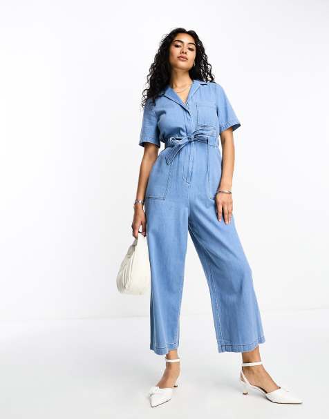 Whistles short sleeve jumpsuit in khaki