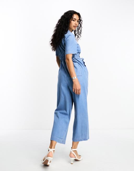 Fringe Star Bum Zip Through Denim Jumpsuit