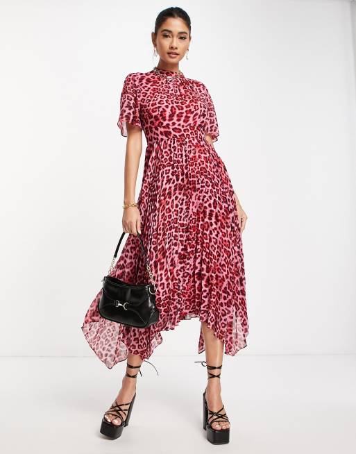 Whistles red clearance animal print dress