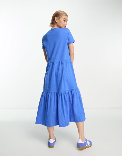 Whistles short sleeve tiered midi t-shirt dress in blue, 2 of 4
