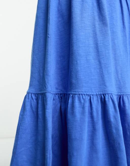 Whistles short sleeve tiered midi t-shirt dress in blue, 3 of 4