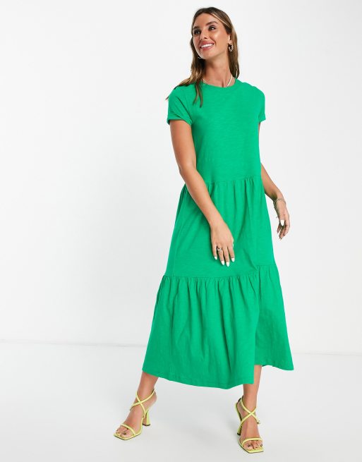 Tiered midi hot sale shirt dress