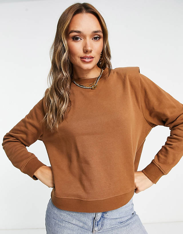 Whistles - shoulder padded sweatshirt in brown