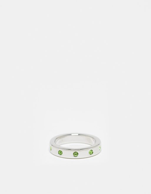 Whistles – Silberfarbener Ring mit smaragdgrünen Schmucksteinen, 1 Packung