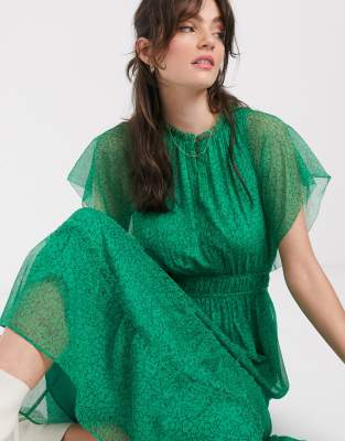 whistles green midi dress