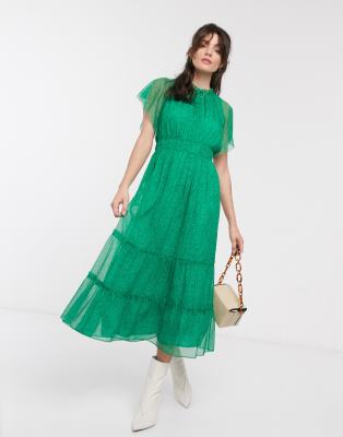 green floral frill dress