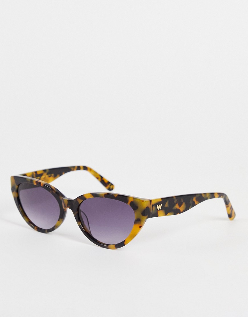 whistles slim cat eye sunglasses in classic tort-brown