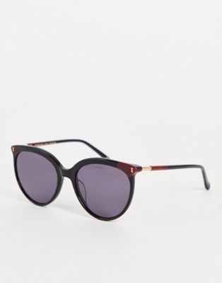Whistles slim cat eye sunglasses with metal frame in red and black