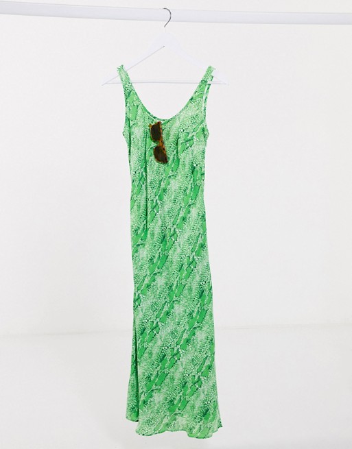 Whistles slinky python print slip midi dress in green