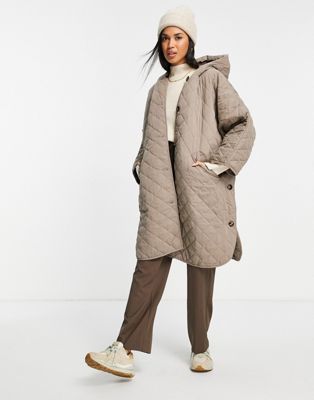 Whistles smocked quilted cape in taupe - ASOS Price Checker