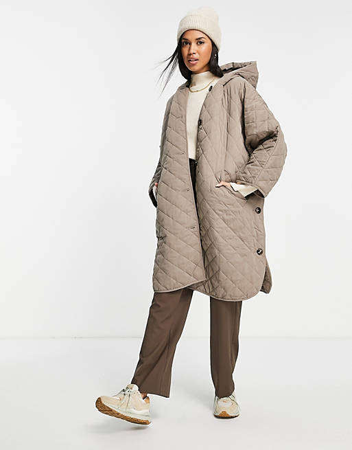 Women Whistles smocked quilted cape in taupe 