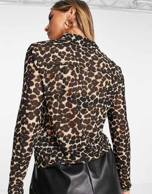 Whistles smudge animal printed mesh shirt